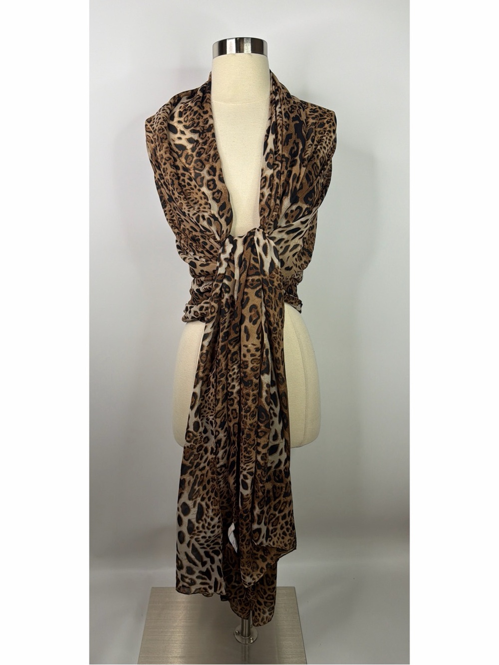 Chico’s oversized Leopard Print Lightweight Scarf Wrap - Brown Animal Print